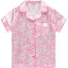 BTween Girls Satin Pajama Set 4 Pack, Short Sleeve Button-Down Sleepwear for Kids, Soft and Breathable Nightwear(Icrem)