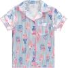 BTween Girls Satin Pajama Set 4 Pack, Short Sleeve Button-Down Sleepwear for Kids, Soft and Breathable Nightwear(Icrem)