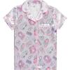 BTween Girls Satin Pajama Set 4 Pack, Short Sleeve Button-Down Sleepwear for Kids, Soft and Breathable Nightwear(Spa)