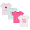 BTween Girls 4 Piece Tops Fashionable Short Sleeve T-Shirt Casual Daily Shirt for Kids Assorted Colors(Laven)