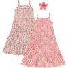BTween Girls Maxi Dresses 2 Pack Sleeveless Floral Tiered Summer Dresses, Lightweight Soft Fabric, Casual Spring(Flora)