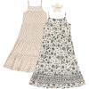 BTween Girls Maxi Dresses 2 Pack Sleeveless Floral Tiered Summer Dresses, Lightweight Soft Fabric, Casual Spring(Sun)