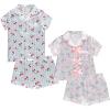 BTween Girls Satin Pajama Set 4 Pack, Short Sleeve Button-Down Sleepwear for Kids, Soft and Breathable Nightwear(Bows)