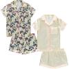 BTween Girls Satin Pajama Set 4 Pack, Short Sleeve Button-Down Sleepwear for Kids, Soft and Breathable Nightwear(Ditsy)