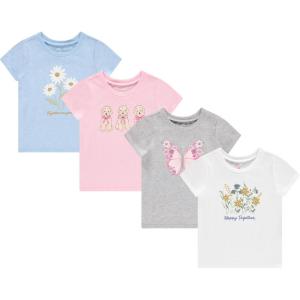 BTween Girls 4 Piece Tops Fashionable Short Sleeve T-Shirt Casual Daily Shirt for Kids Assorted Colors(Fairy)