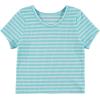 BTween Active Girls T-Shirts 3 Pack – Short Sleeve Ribbed Crewneck Tees, Soft Stretch Casual Everyday Tops for Girls(Aqua)