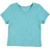 BTween Active Girls T-Shirts 3 Pack – Short Sleeve Ribbed Crewneck Tees, Soft Stretch Casual Everyday Tops for Girls(Aqua)