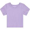 BTween Active Girls T-Shirts 3 Pack – Short Sleeve Ribbed Crewneck Tees, Soft Stretch Casual Everyday Tops for Girls(Coton)