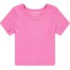BTween Active Girls T-Shirts 3 Pack – Short Sleeve Ribbed Crewneck Tees, Soft Stretch Casual Everyday Tops for Girls(Pink)