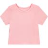 BTween Active Girls T-Shirts 3 Pack – Short Sleeve Ribbed Crewneck Tees, Soft Stretch Casual Everyday Tops for Girls(Rose)