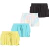 Girls 4 Pack Butterfly Shorts Lightweight Flowing Athletic Shorts with Elastic Waist Drawstring Sizes 4-16(Aqua)