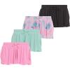 Girls 4 Pack Butterfly Shorts Lightweight Flowing Athletic Shorts with Elastic Waist Drawstring Sizes 4-16(Roseb)