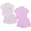 BTween Girls Pajama Set 4 Pack Short Sleeve Button-Down Sleepwear with Shorts, Soft Brushed ITY Fabric(Bows)