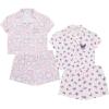 BTween Girls Pajama Set 4 Pack Short Sleeve Button-Down Sleepwear with Shorts, Soft Brushed ITY Fabric(Butfl)