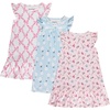 BTween Girls Nightgowns 3 Pack Soft Ruffle Sleeve Sleep Shirts, Brushed ITY Fabric, Floral & Heart Prints(Daisy)