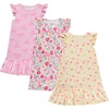 BTween Girls Nightgowns 3 Pack Soft Ruffle Sleeve Sleep Shirts, Brushed ITY Fabric, Floral & Heart Prints(Purpl)