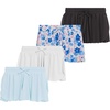 Girls 4 Pack Butterfly Shorts Lightweight Flowing Athletic Shorts with Elastic Waist Drawstring Sizes 4-16(Icew)