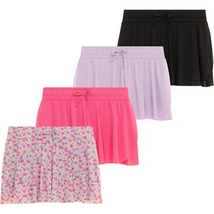 Girls 4 Pack Butterfly Shorts Lightweight Flowing Athletic Shorts with Elastic Waist Drawstring Sizes 4-16(Lilac)